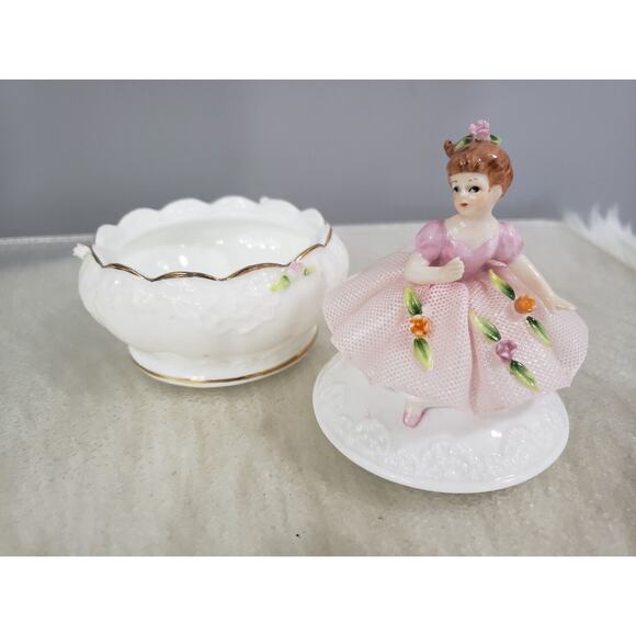 RARE Vintage 1975 Maruri‎ Masterpiece Bone China Girl Trinket Box Enesco Ballet - Picture 4 of 9